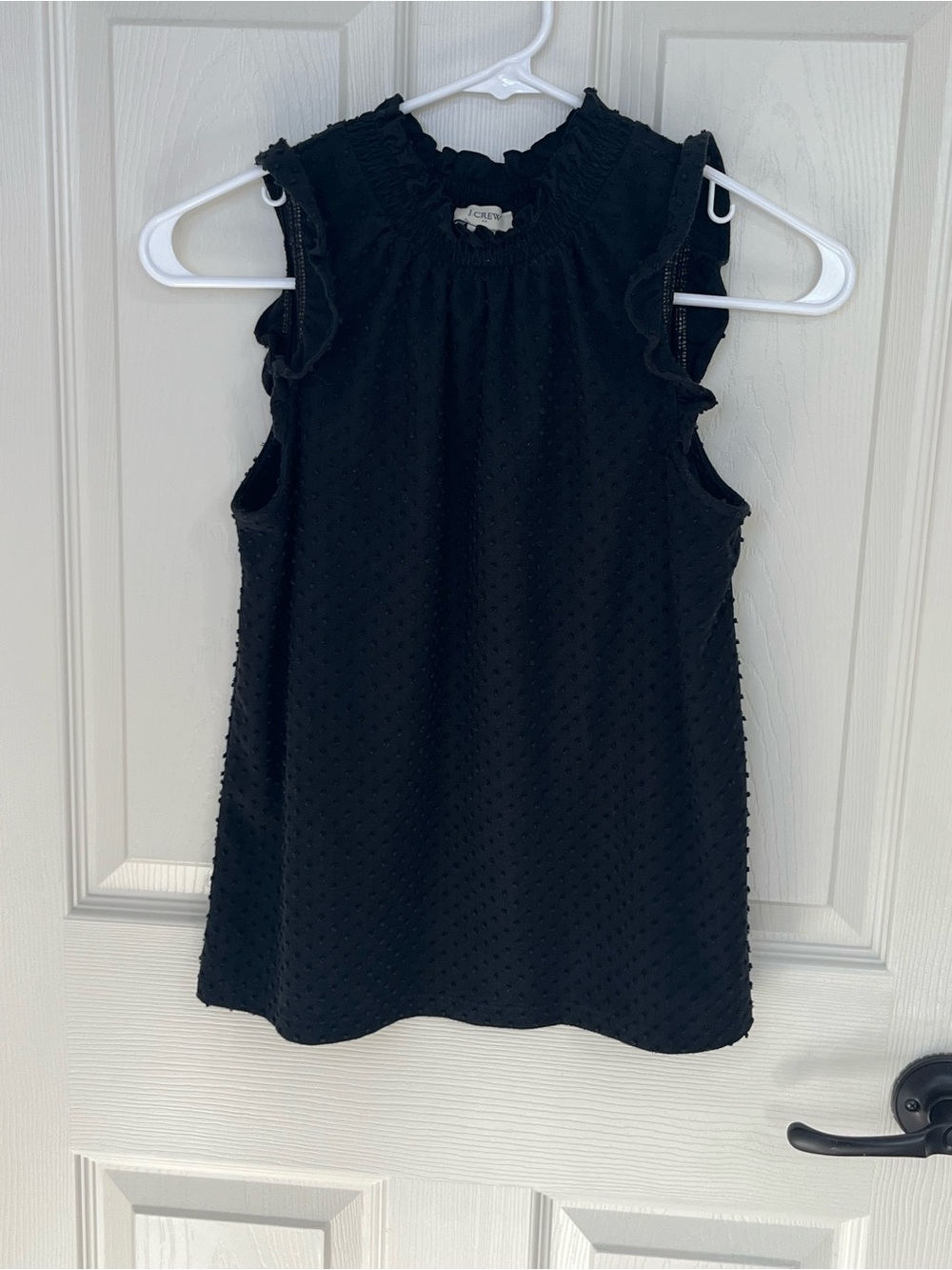 J. Crew Black Swiss Dot Ruffle-Trim Sleeveless Camisole